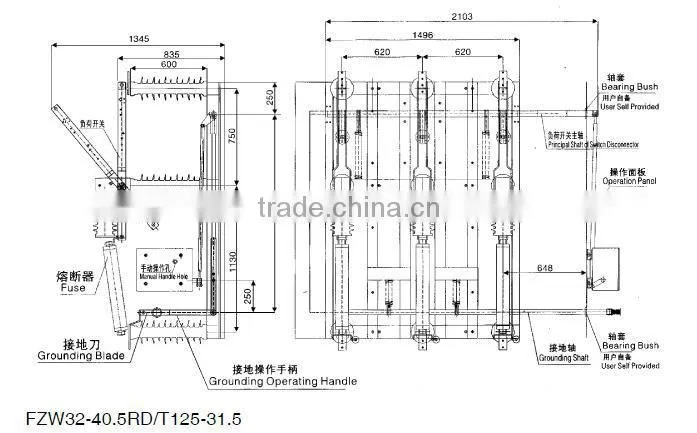 FZW32-40.5(RD)/T1250-25, FZW32-12/T630-20 Outdoor Pole-mounted Vacuum Load Switch