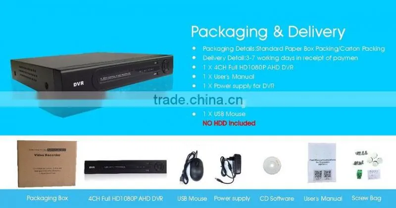 4ch 1080P HD Mini AHD AVR Support 4 channel 1080P/720P AHD Camera