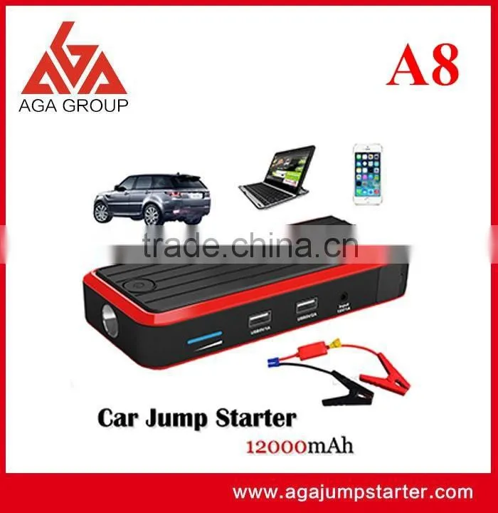 Shenzhen OEM 12000mAh Red Black 12V Mini Emergency Car Jump Charger Starter Booster with SOS Led Flash Light