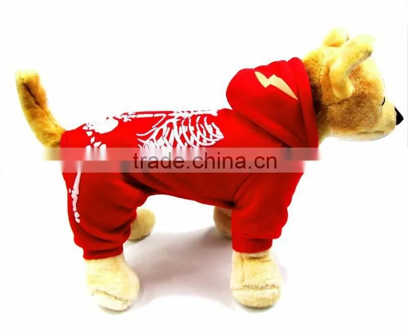 Wholesale Luminous shock dragon Spring Autumn Single Layer skeleton Pattern Red Dog Clothes Pet Garment