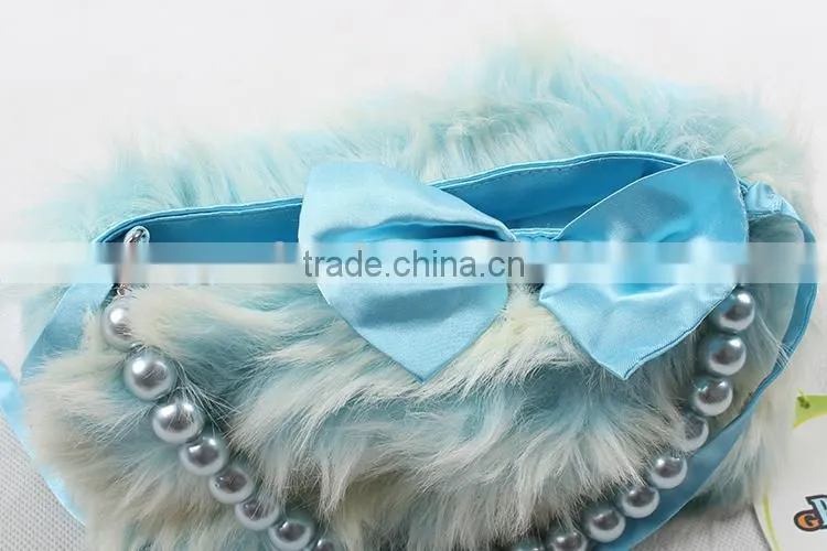 2015 hot selling kids coin bag baby girl plush bag with pearls