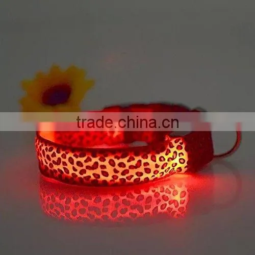Adjustable Fashionable Flashing Leopard Grain Series Pet Dog Safety Collar,6 Colors to Choose