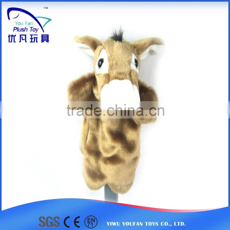 Factory custom child toy 26cm stuffed donkey soft plush hand puppet