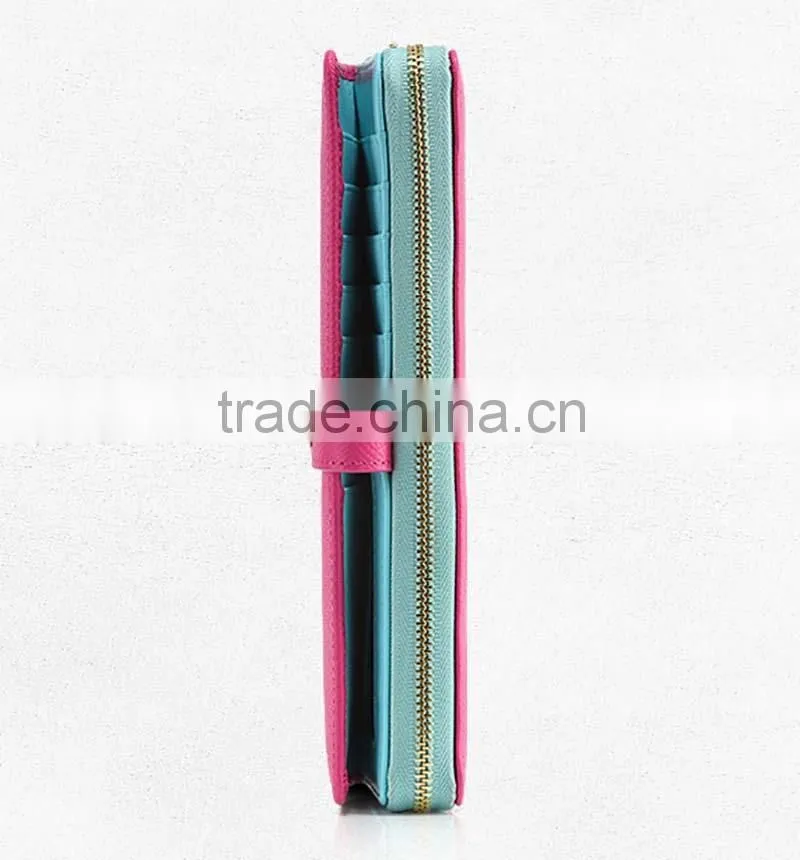 2015 new design promotion pretty leather zipper women wallets with card slots