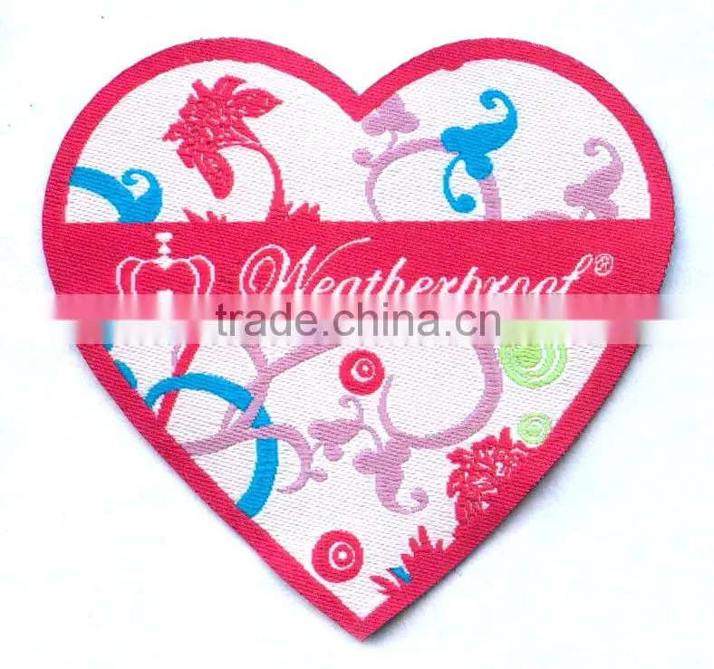 Low price, high denisty metallic thread woven cloth laser cut woven patches