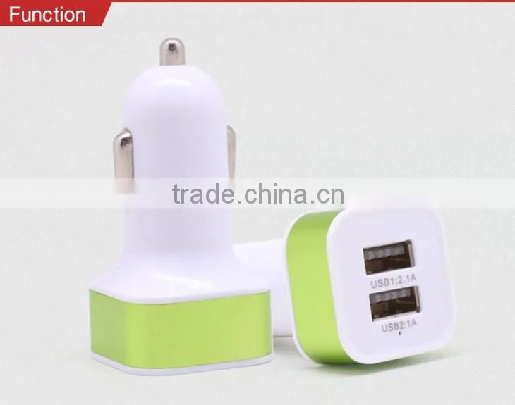 wholesale promotional dual usb port 5v 2.1A 1A best cheap portable phone car chargers