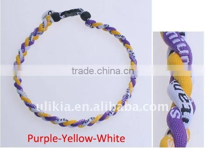 Germanium Titanium Baseball Sport Necklaces tri-braided 22''