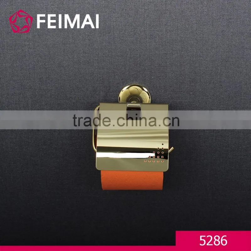Brass Gold Plated Hotel Style Toilet Paper Holder With Cover