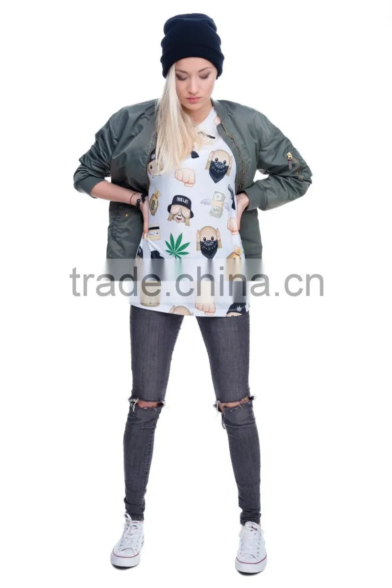 OEM Brand New 3D Print Emoji Gun Latest Women T shirt