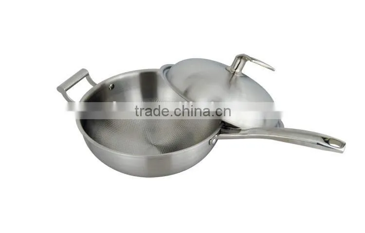 Top Quality Food Grade 304 Stainless Steel Cookng Frying Pan with Lids