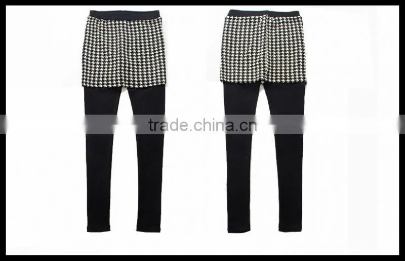 Made in China 2014 Fashion Faux Two Pieces Legging Hip Package Sexy Culottes Skirt Pants