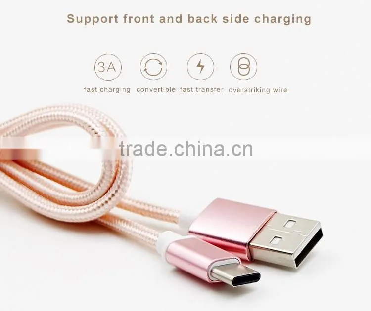 aluminium alloy nylon colorful micro braided usb cable usb 3.1 type c cable micro usb charging cable for type C mobile phone