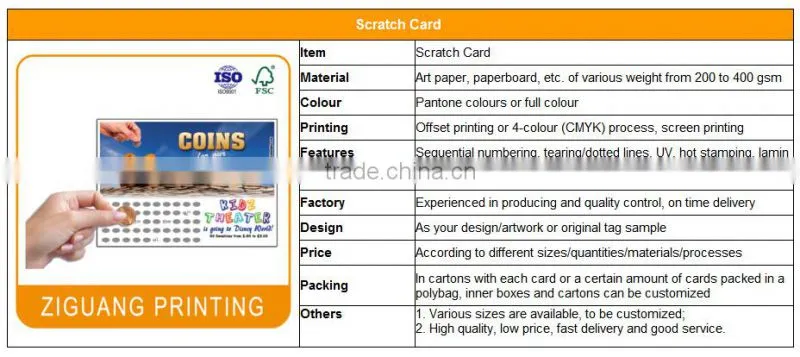 Customized Scratch Card Printing