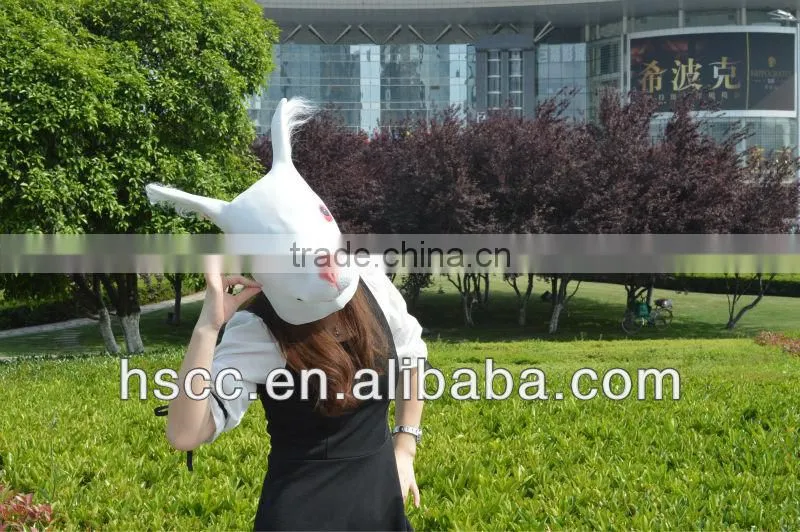 Adult Full Head Rubber Animal Mask Bunny Rabbit White