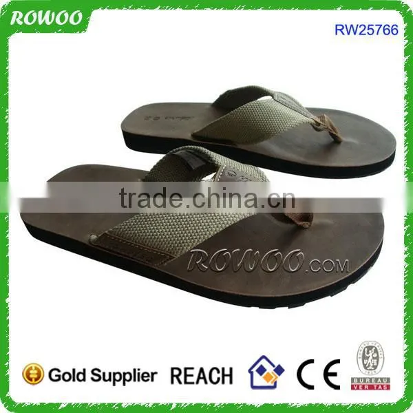 Brown Leather PU upper men Sandal shoes Slipper PU