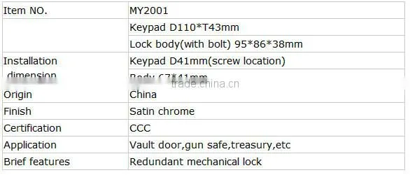 wholesale alibaba Double Security electro-mechanical two in one combination lock MY2001