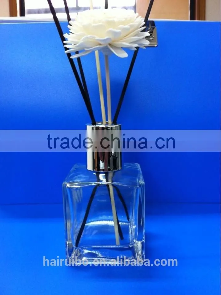 100ml cube square glass bottle reed diffuser with rattan sticks