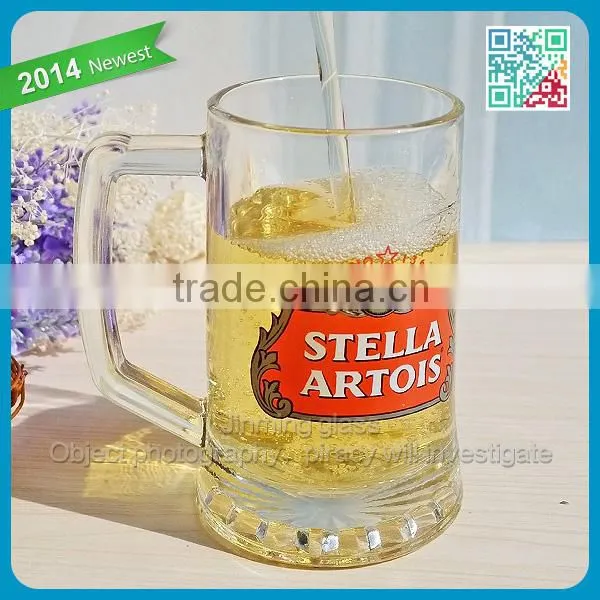 Wholesale Promotional Crystal Glass Mug Tumbler with Decal Printing Glass handle Mug Stein Decorative Beer Mug Cup Glass