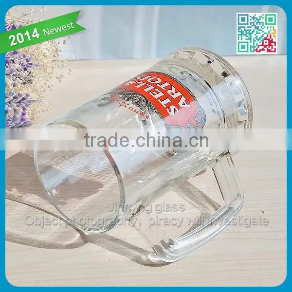 Wholesale Promotional Crystal Glass Mug Tumbler with Decal Printing Glass handle Mug Stein Decorative Beer Mug Cup Glass