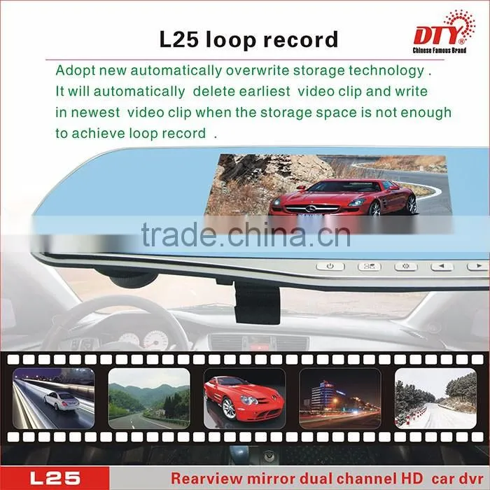 mirror car camera recorder 4.3 inch lcd car dvr ,hd car rearview mirror, L25