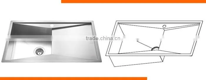 Brushed surface treatment single bowl drainboard stainless steel kitchen sink with competitive price