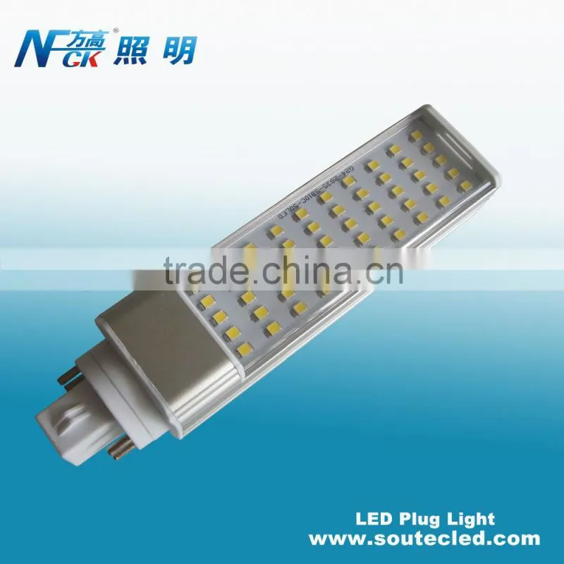 Shenzhen led factory Soutec DC12V Horizontal G24 9w SMD Plug LED light replace 20w cfl light