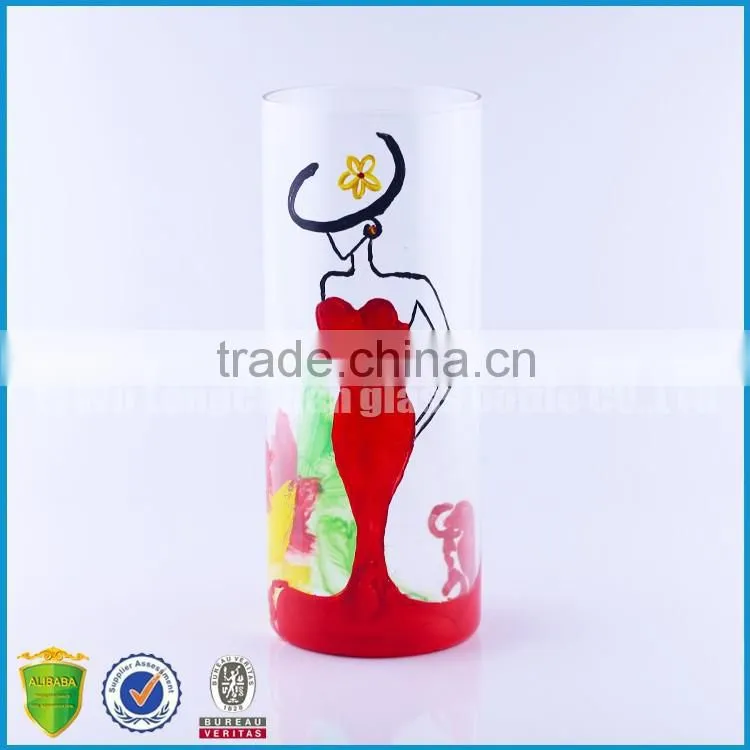 unique shape handmade art glass of colors bottle with lid.woman shape glass bottle