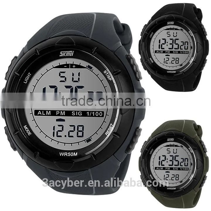 Unisex 50M Waterproof Digital LCD Alarm Date Military Sport Analog Watch 2014