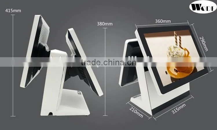 Cheap Price 15 inch Flat Panel Touch POS System/Dual Screen pos machine