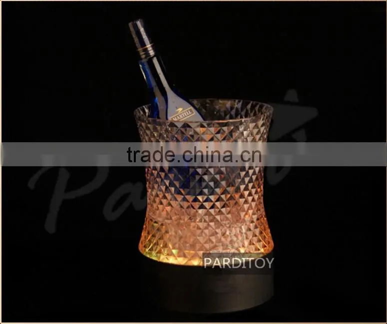 Bar cylinder shape diamond led lighted champagne ice bucket