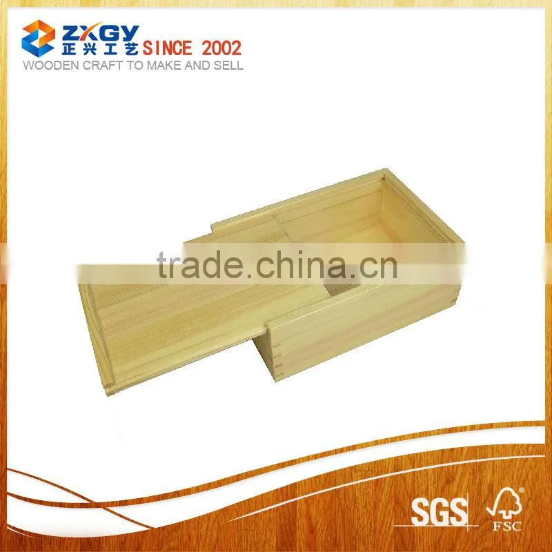 Large Unfinished Wooden Box with Sliding Lid