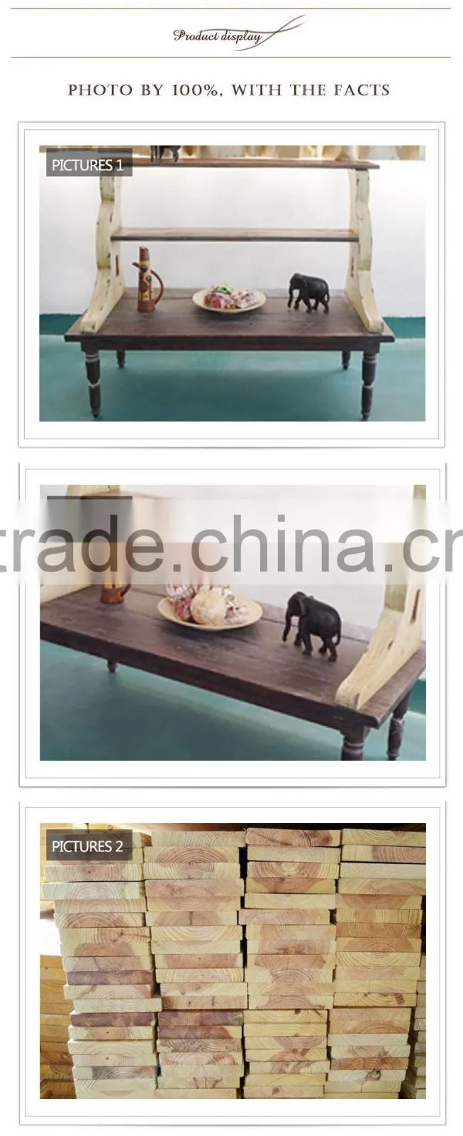 Pine and plywood design two-layers chair and table display stand for art crafts