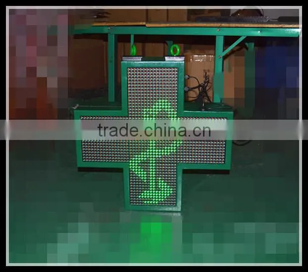 Single side full color RF wireless communication P10-48cm Small LED pharmacy cross sign