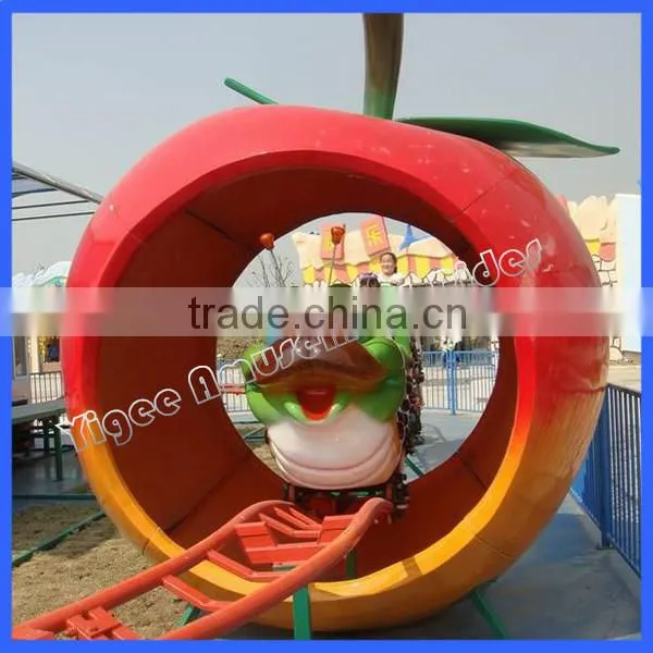 adult rides train set apple worm train ride