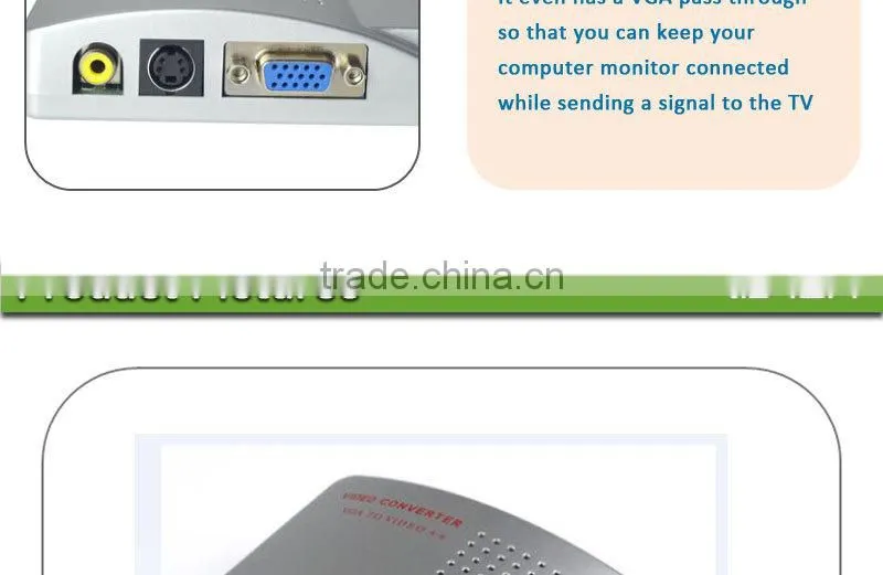 Computer PC Laptop to TV Converter Box- VGA to RCA S-Video Composite Adapter Switch