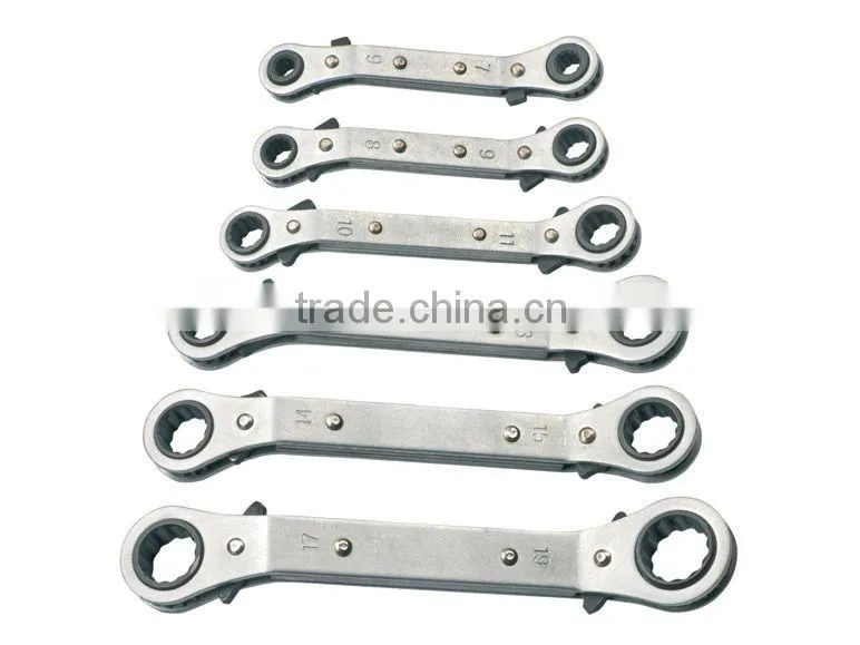6 Pieces Ratchet Spanner Wrench Set Kit Cranked Offset Metric
