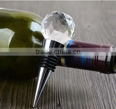 clear customised crystal wine bottle stopper for wedding favors