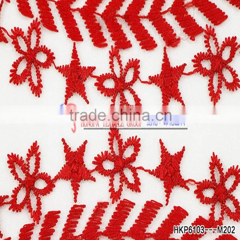 Popular Items For Geometric Fabric Red Milk Silk Geometric Patterns Blockbuster Lace Embroidery High-grade Fabrics