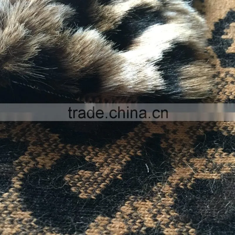 leopard fake fur fabric, polyester/acrylic fur fabric