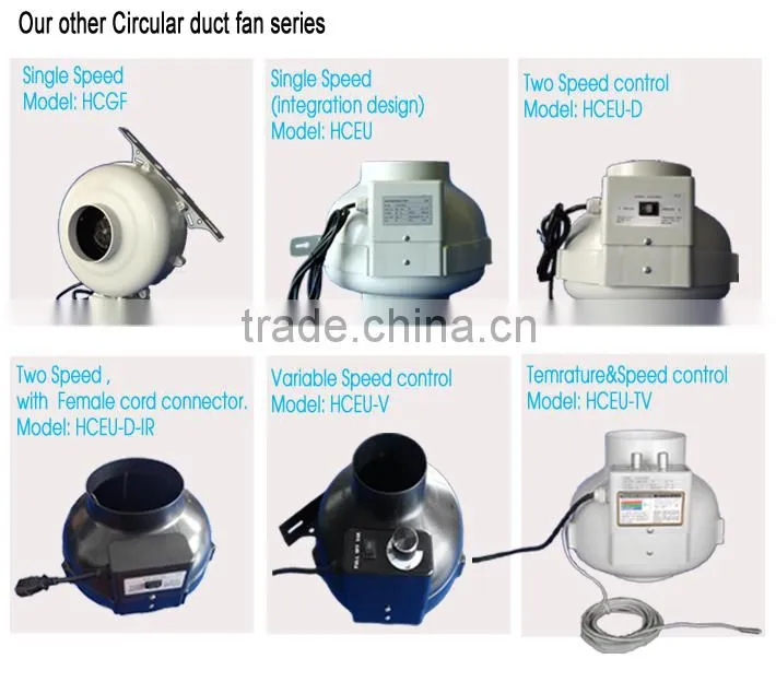 Two Speed Hydroponics Centrifugal Inline Fan
