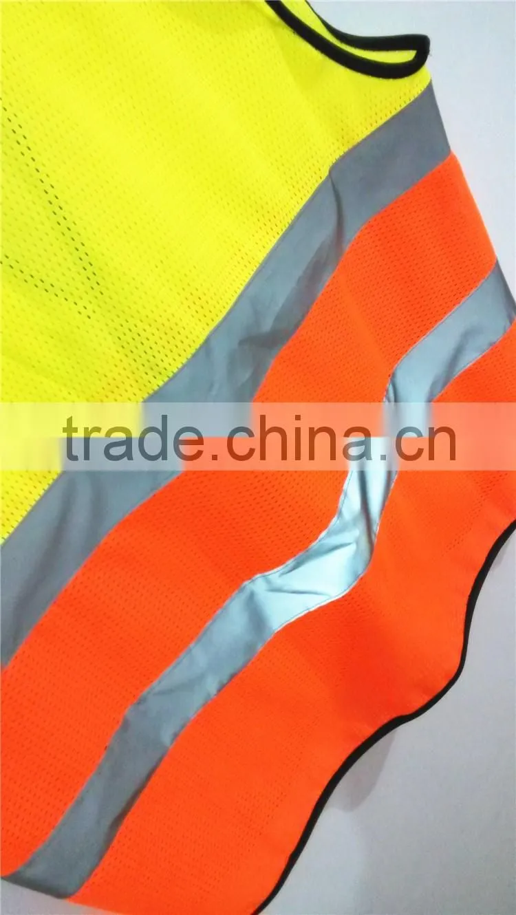 High Visibility Neon Yellow Orange Safety Vest With Reflective Strips 3M In Large Stock For Chile