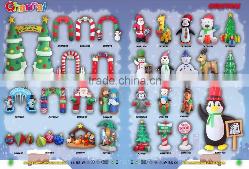 Inflatable Penguin Family On Sled Scene Christmas Decor