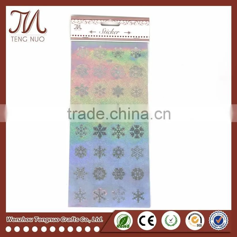 Custom Material Christmas Decoration Sticker Snow Shape hologram Sticker