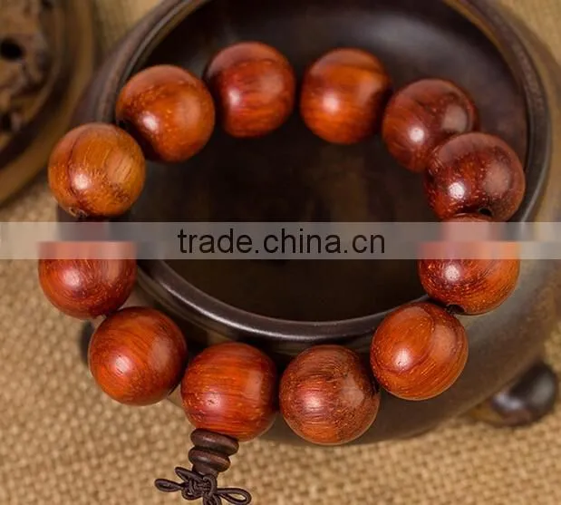 Men's Nice Round Natural Cat's Eye Red Antifatigue Sandalwood Beads Bracelet