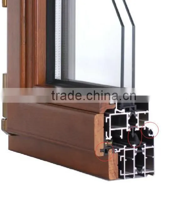 Italian style wood aluminum composite arched with grill outward opening window