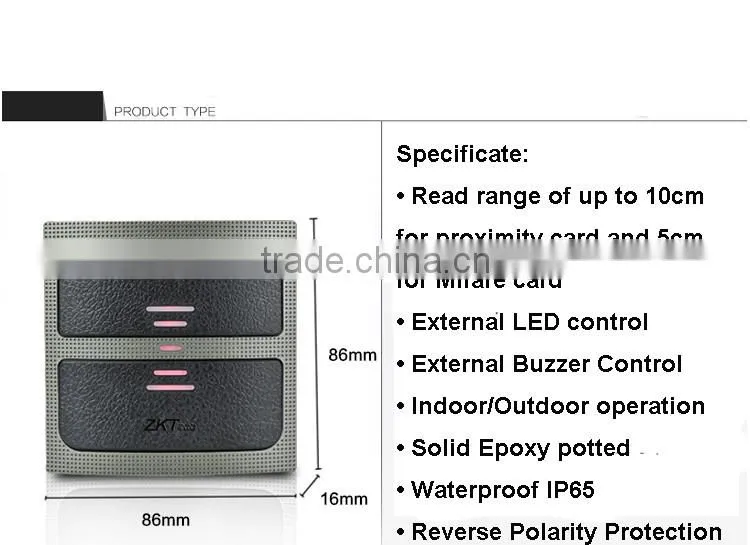 Waterproof IP65 RFID card reader for access control system outdoor use MF card reader door control system reader