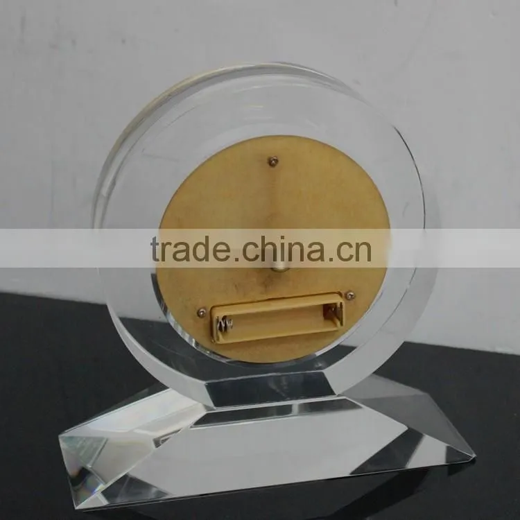 2016 round crystal glass travel wall alarm clock for sale