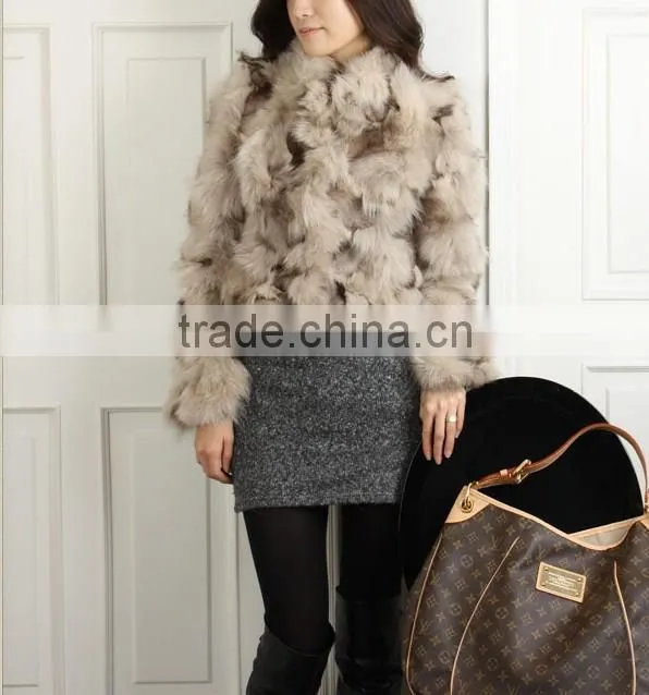 2015 winter lady style real short fox fur coat