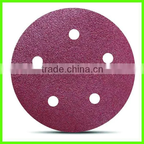 Red round aluminum oxide hook and loop disc sandpaper disc made in china