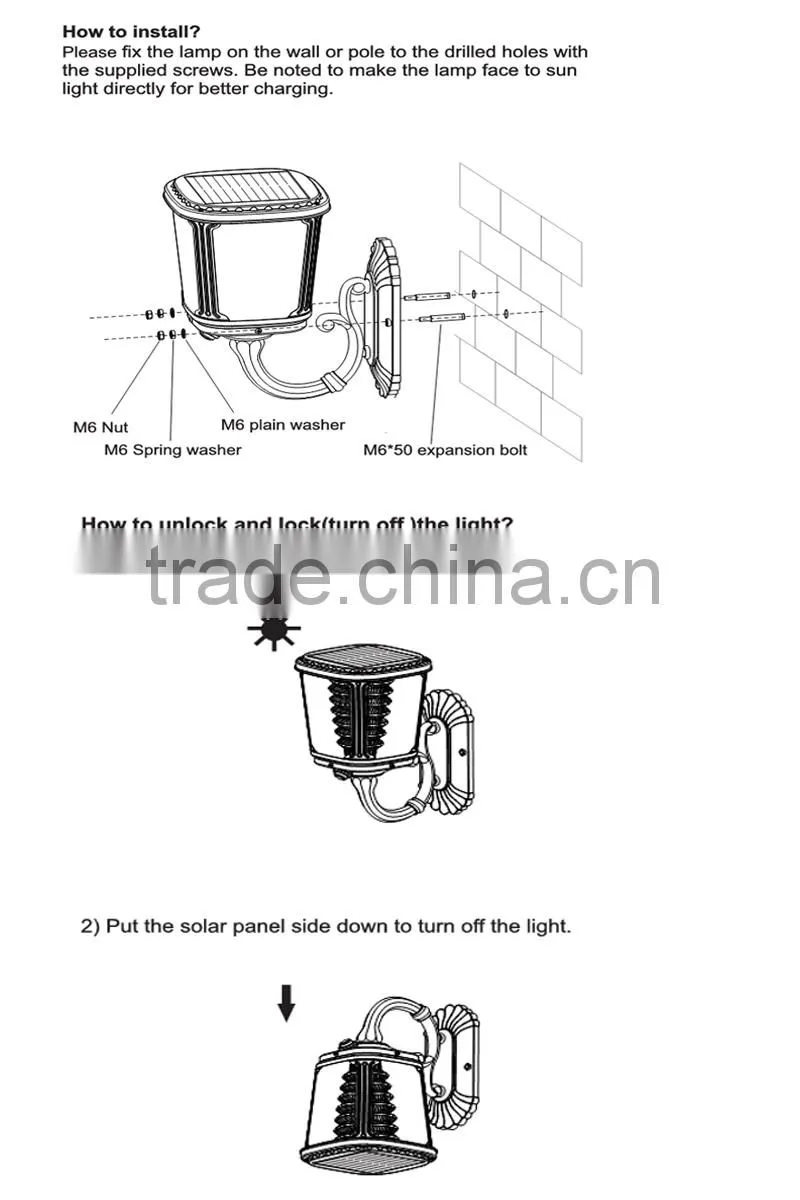 CE Approved Wall Mounted Motion Sensor led Outdoor Solar Lamp led Panel Solar Gate Light